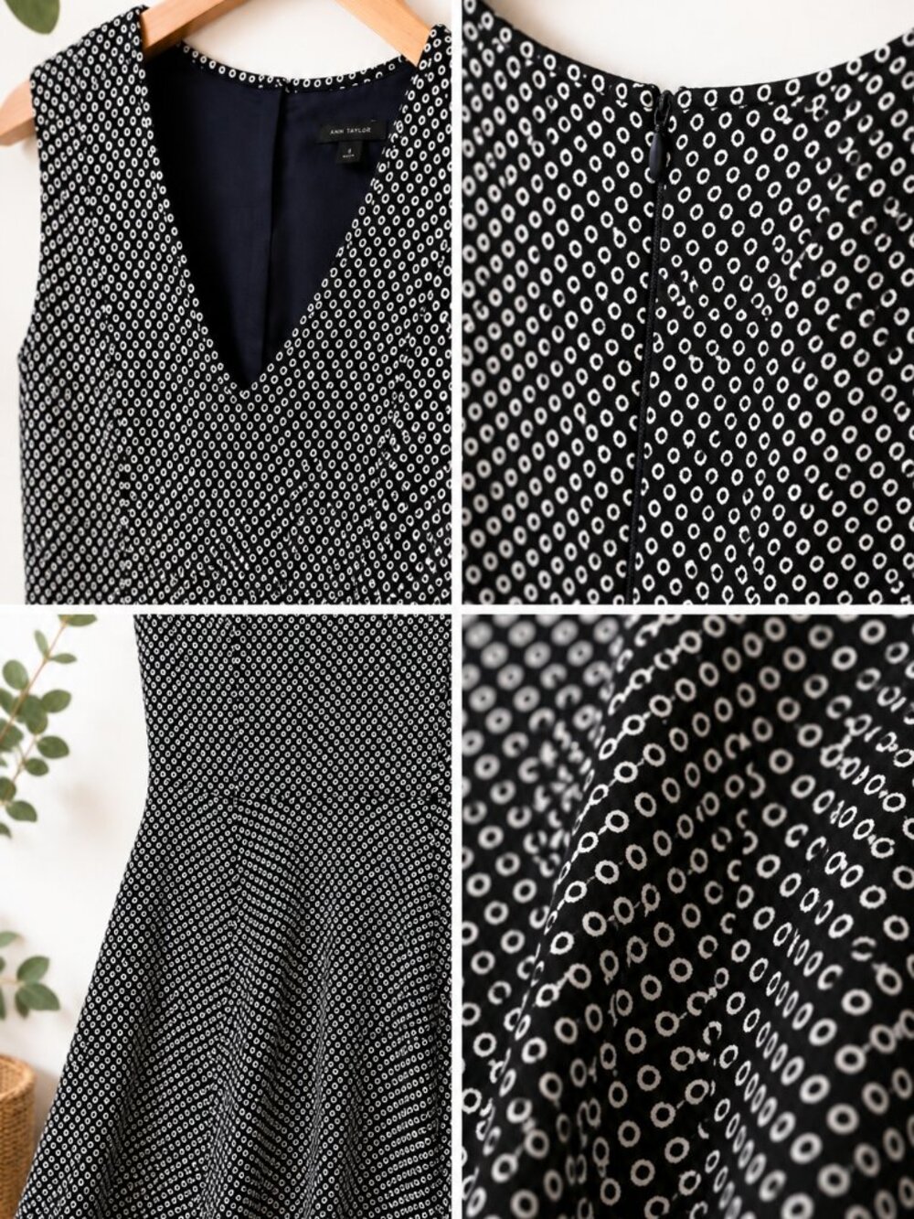 Ann Taylor Sleeveless – Black & White Polka Dot - Picture 2 of 2